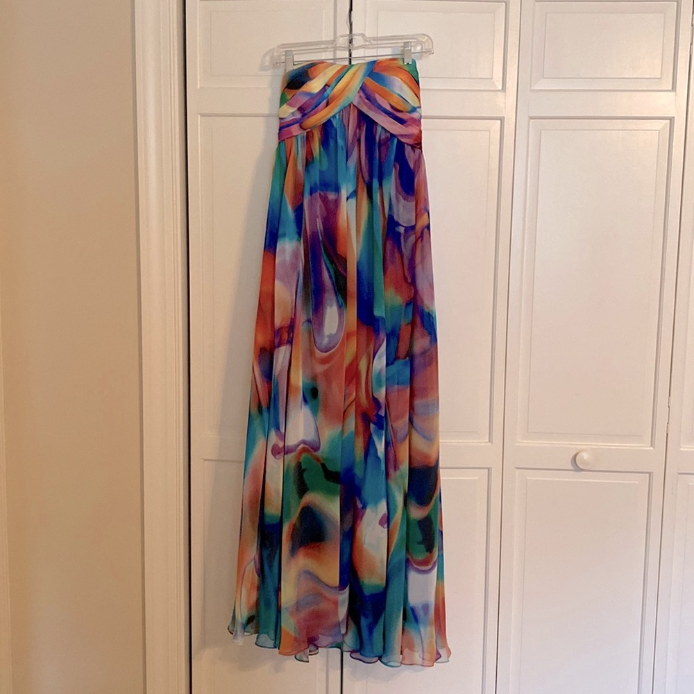 La Femme Paris size 6 multicolored strapless prom dress
